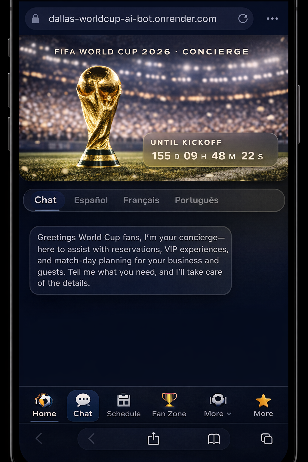 AI concierge chat screen